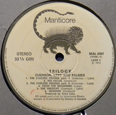 Emerson, Lake & Palmer - Trilogy | Manticore (MAL 2007) - 2