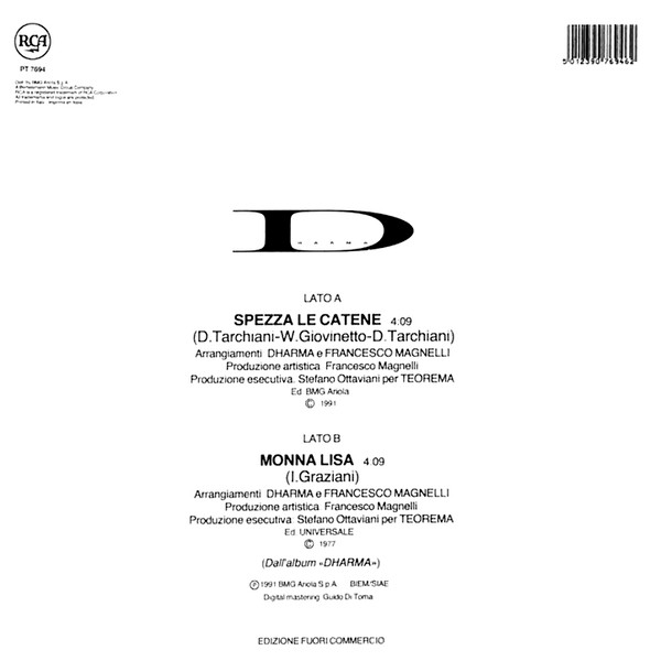 Dharma - Spezza Le Catene / Monna Lisa | RCA Italiana (PT 7694) - 2