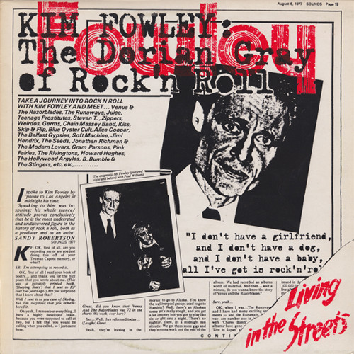 Kim Fowley - Living In The Streets | Mono-Tone Records (038) Kim Fowley - Living In The Streets | Mono-Tone Records (038)