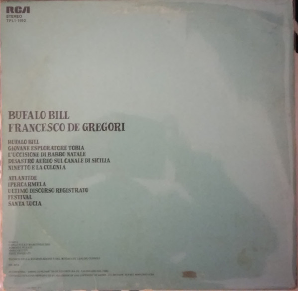 Francesco De Gregori - Bufalo Bill | RCA (TPL1-1192) - 2 Francesco De Gregori - Bufalo Bill | RCA (TPL1-1192) - 2