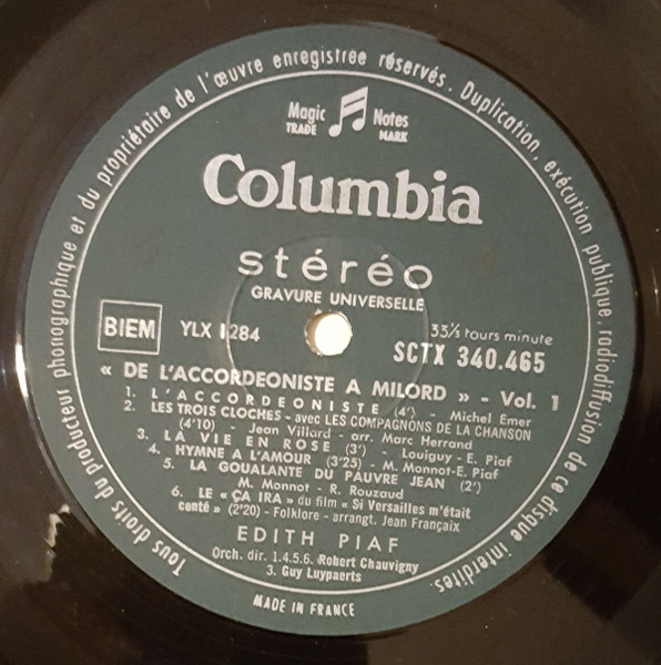 Edith Piaf - De L'Accordéoniste à Milord - Vol. 1 | Columbia (SCTX 340.465) - 4