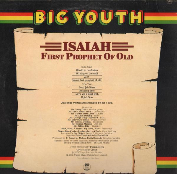 Big Youth - Isaiah - First Prophet Of Old | Front Line (FL 1011)