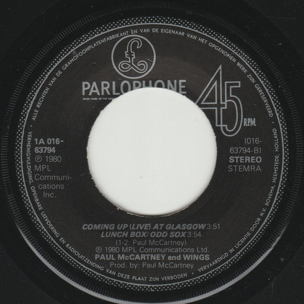 Paul McCartney - Coming Up | Parlophone (1A 016-63794) - 4 Paul McCartney - Coming Up | Parlophone (1A 016-63794) - 4