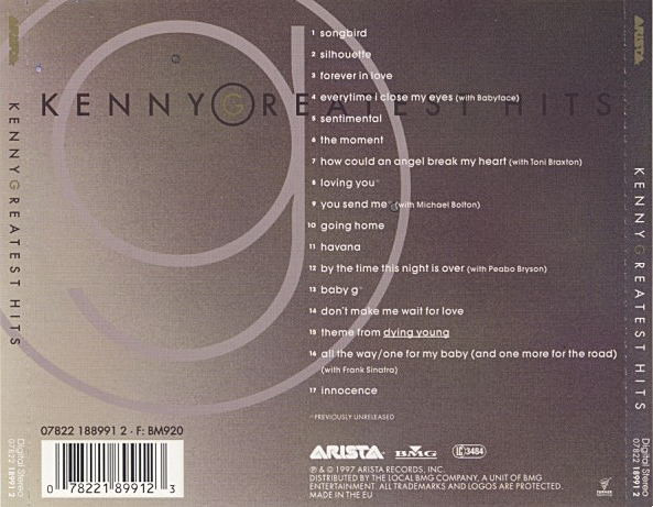 Kenny G - Greatest Hits | Arista (07822 18991 2) - 2