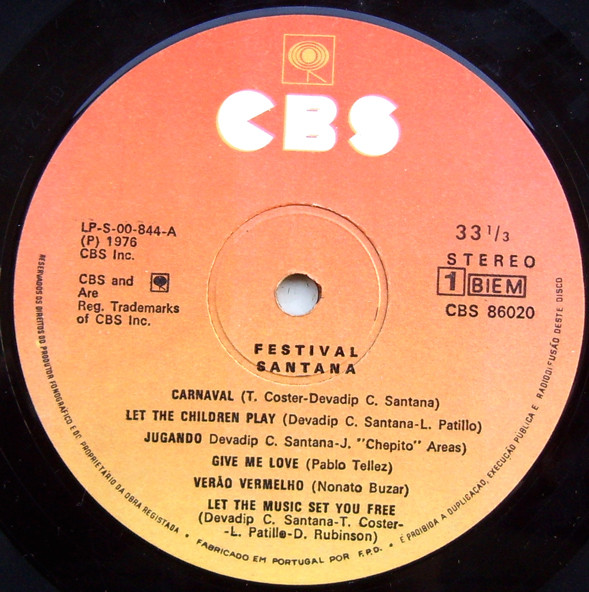 Santana - Festival | CBS (CBS 86020) - 3