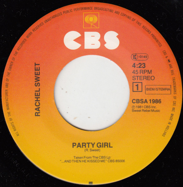 Rachel Sweet - Party Girl | CBS (CBSA 1986) - 3