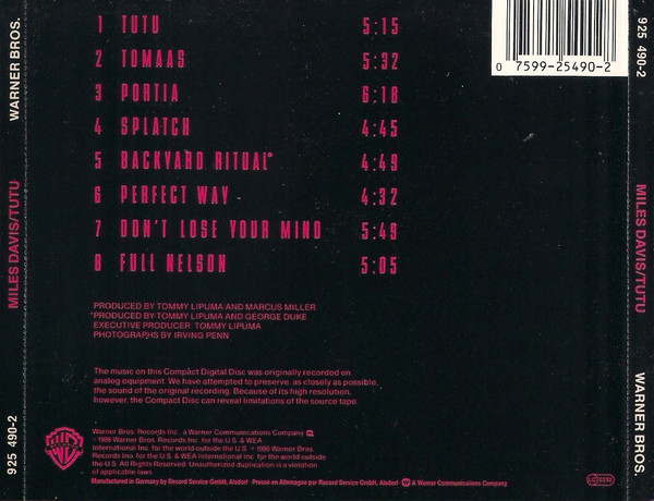 Miles Davis - Tutu | Warner Bros. Records (925 490-2) - 2