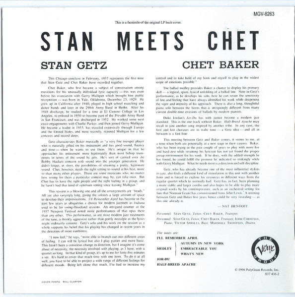 Stan Getz - Chet Baker - Stan Meets Chet | Verve Records (837 436-2) - 2