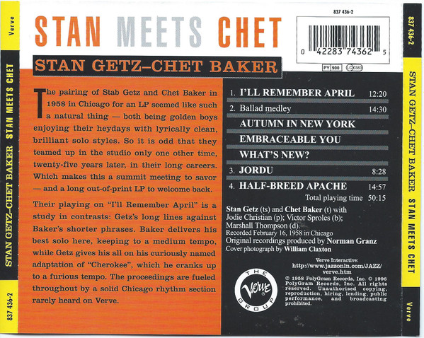Stan Getz - Chet Baker - Stan Meets Chet | Verve Records (837 436-2) - 4
