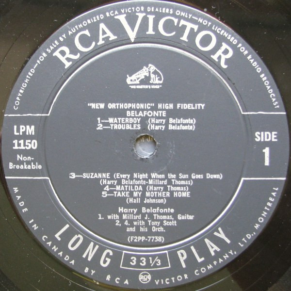 Harry Belafonte - Belafonte | RCA Victor (LPM-1150) - 3 Harry Belafonte - Belafonte | RCA Victor (LPM-1150) - 3