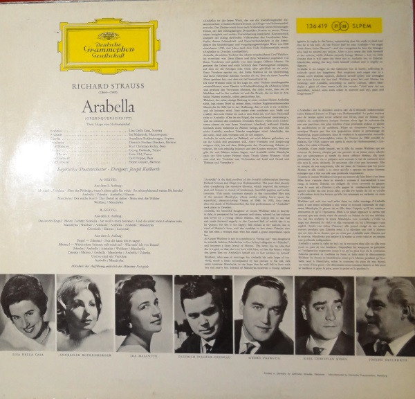 Richard Strauss - Lisa Della Casa , Anneliese Rothenberger , Dietrich Fischer-Dieskau , Joseph Keilberth - Arabella (Opernquerschnitt = Highlights) | Deutsche Grammophon (136 419 SLPEM) - 2 Richard Strauss - Lisa Della Casa , Anneliese Rothenberger , Dietrich Fischer-Dieskau , Joseph Keilberth - Arabella (Opernquerschnitt = Highlights) | Deutsche Grammophon (136 419 SLPEM) - 2