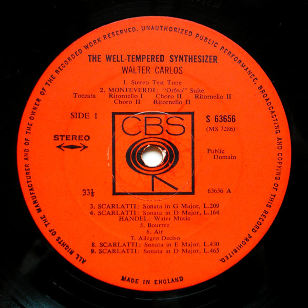 Walter Carlos - The Well-Tempered Synthesizer | CBS (63656) - 3