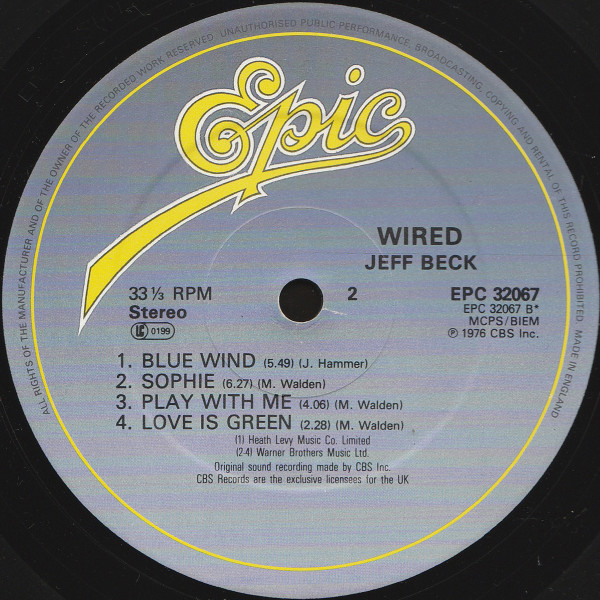 Jeff Beck - Wired | Epic (EPC 32067) - 4