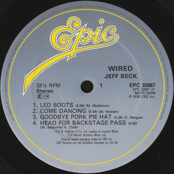 Jeff Beck - Wired | Epic (EPC 32067) - 3