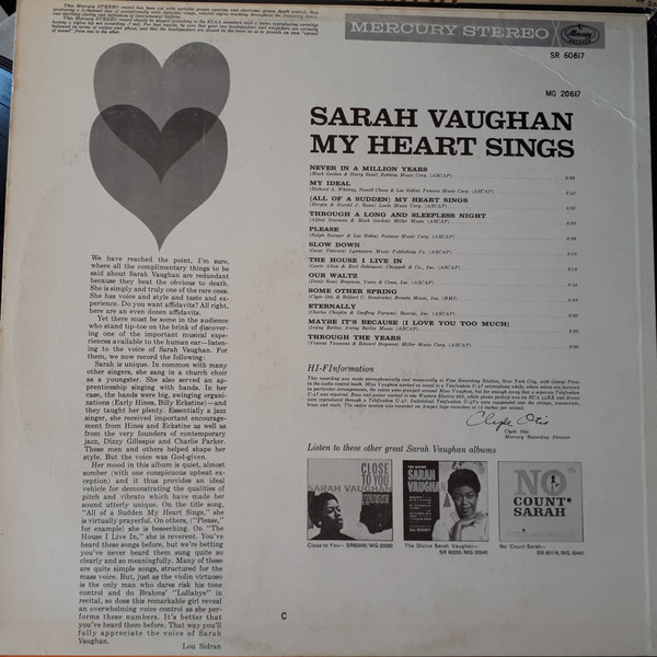 Sarah Vaughan - My Heart Sings | Mercury (SR 60617) - 2 Sarah Vaughan - My Heart Sings | Mercury (SR 60617) - 2