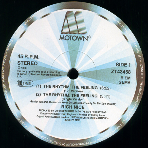 Rich Nice - The Rhythm, The Feeling | Motown (ZT 43458) - 3