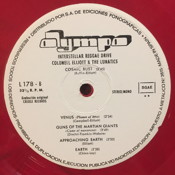 Colonel Elliott & The Lunatics - Interstellar Reggae Drive | Olympo (L-178) - 4