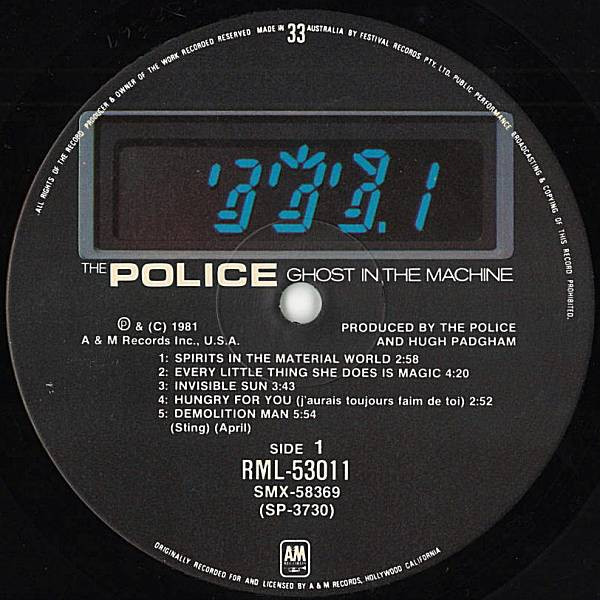 The Police - Ghost In The Machine | A&M Records (RML-53011) - 3