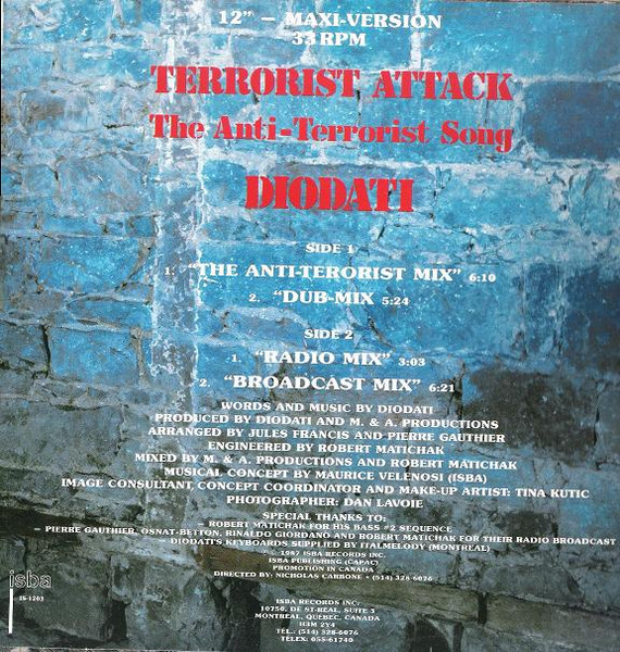 Guido Diodati - Terrorist Attack - The Anti-Terrorist Song (12") [Vinyl] | Isba (IS-1203) - 2