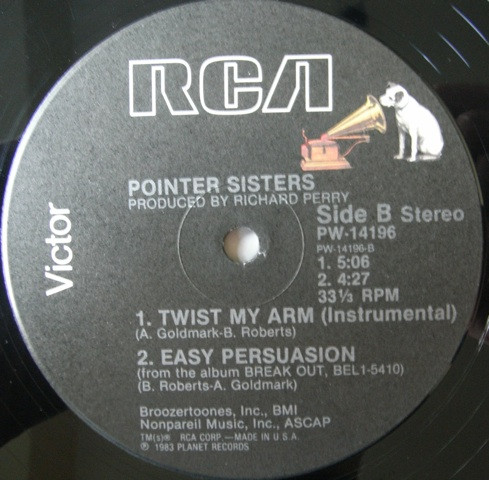 Pointer Sisters - Twist My Arm (12" Special Extended Single) [Vinyl] | RCA Victor (PW-14196) - 3