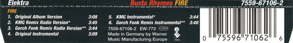 Busta Rhymes - Fire | Elektra (7559 67106 2) - 2