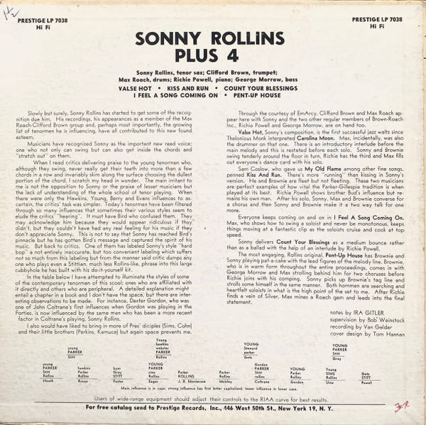 Sonny Rollins - Plus 4 | Prestige (PRLP 7038) - 2 Sonny Rollins - Plus 4 | Prestige (PRLP 7038) - 2
