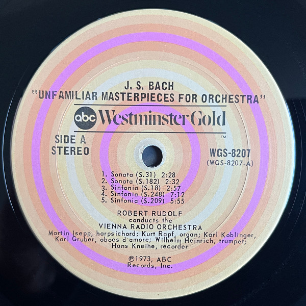 Robert Rudolf , Martin Isepp - Bach: Unfamiliar Masterpieces for Orchestra | Westminster Gold (WGS 8207) - 3