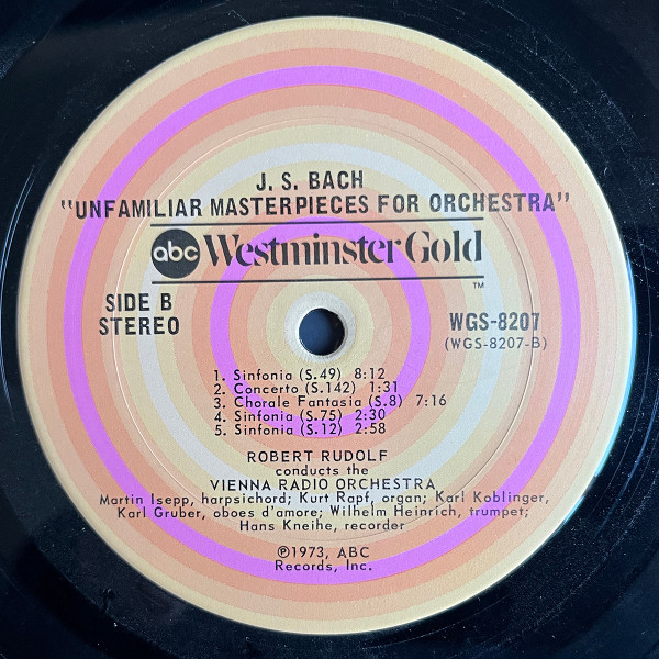 Robert Rudolf , Martin Isepp - Bach: Unfamiliar Masterpieces for Orchestra | Westminster Gold (WGS 8207) - 4