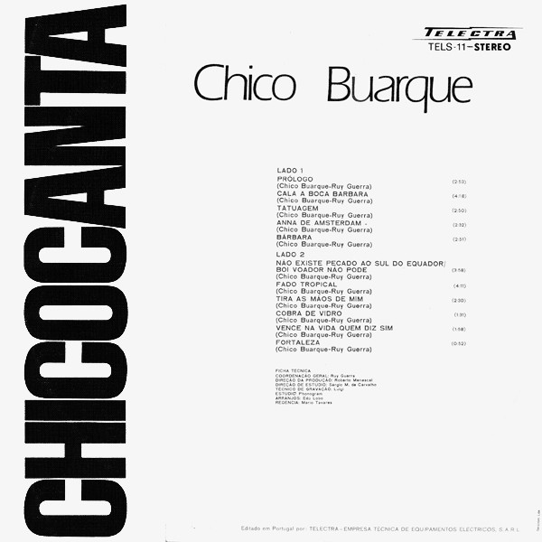 Chico Buarque - Chico Canta Fado Tropical | Telectra (TELS-11) - 2