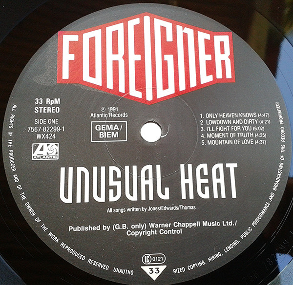 Foreigner - Unusual Heat | Atlantic (7567-82299-1) - 3