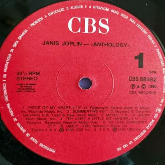 Janis Joplin - Anthology | CBS (88492) - 3