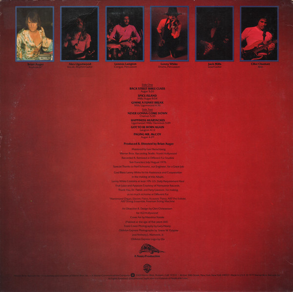 Brian Auger's Oblivion Express - Happiness Heartaches | Warner Bros. Records (BS 2981) - 2