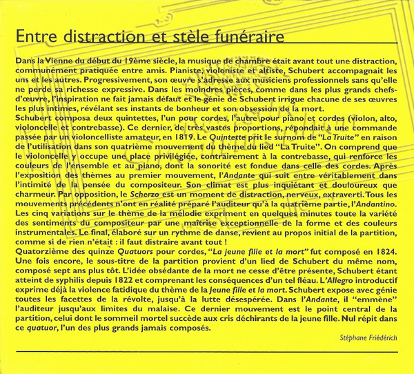 Franz Schubert , Amadeus-Quartett - La Truite / La Jeune Fille Et La Mort | Deutsche Grammophon (459 187-2) - 3