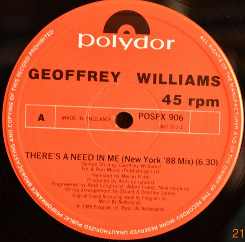 Geoffrey Williams - There's A Need In Me | Polydor (POSPX 906) - main