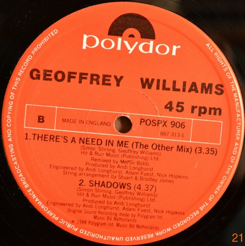 Geoffrey Williams - There's A Need In Me | Polydor (POSPX 906) - 2