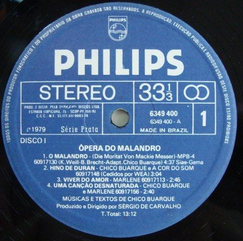 Chico Buarque - Ópera Do Malandro | Philips (6641.891) - 4 Chico Buarque - Ópera Do Malandro | Philips (6641.891) - 4