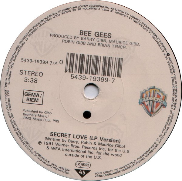 Bee Gees - Secret Love | Warner Bros. Records (5439-19399-7) - 3