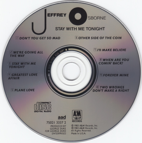 Jeffrey Osborne - Stay With Me Tonight | A&M Records (CD 3337) - 3