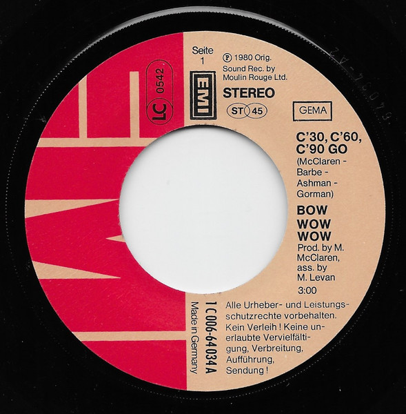 Bow Wow Wow - C·30 C·60 C·90 Go | EMI (1C 006-64 034) - 3