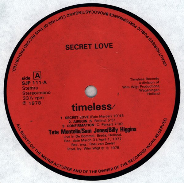 Tete Montoliu Trio - Secret Love | Timeless (SJP 111) - 3