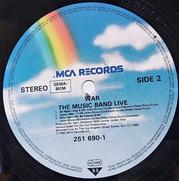 War - The Music Band Live | MCA Records (251 690-1) - 3 War - The Music Band Live | MCA Records (251 690-1) - 3