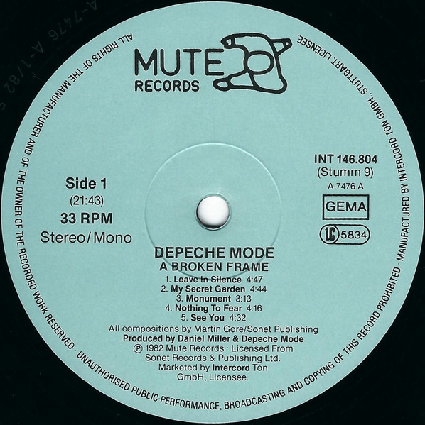Depeche Mode - A Broken Frame | Mute (INT 146.804) - 3