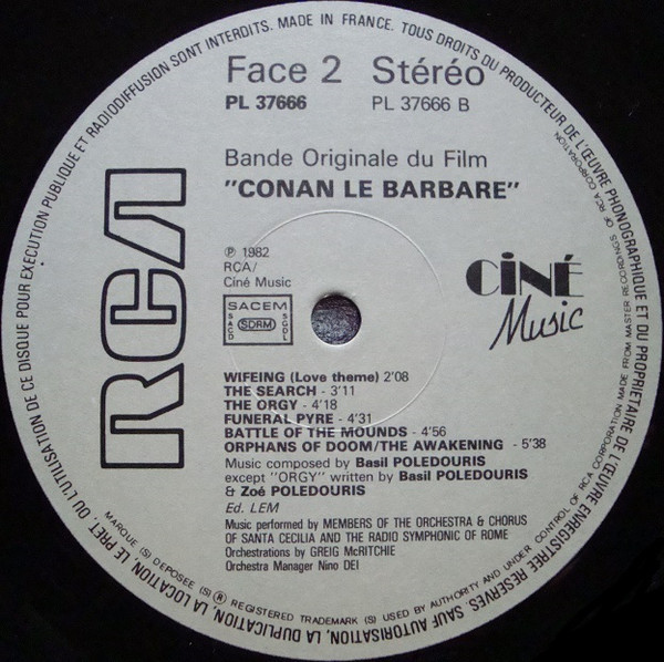 Basil Poledouris - Conan Le Barbare (Bande Originale Du Film) | RCA (PL 37666) - 4 Basil Poledouris - Conan Le Barbare (Bande Originale Du Film) | RCA (PL 37666) - 4