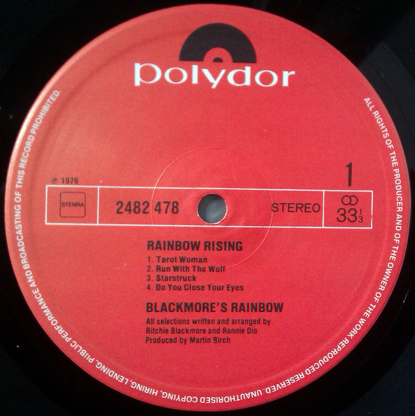 Rainbow - Rising | Polydor (2482 478) - 3
