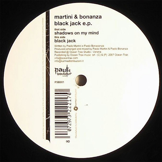 Paolo Martini & Paolo Bonaconza - Black Jack E.P. | Paul's Boutique Records (PSB001)