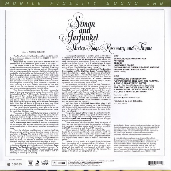 Simon & Garfunkel - Parsley, Sage, Rosemary And Thyme | Mobile Fidelity Sound Lab (MFSL 1-484) - 2 Simon & Garfunkel - Parsley, Sage, Rosemary And Thyme | Mobile Fidelity Sound Lab (MFSL 1-484) - 2
