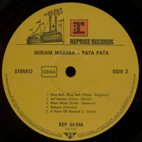 Miriam Makeba - Pata Pata - The Hit Sound Of Miriam Makeba | Reprise Records (REP 44 046) - 3 Miriam Makeba - Pata Pata - The Hit Sound Of Miriam Makeba | Reprise Records (REP 44 046) - 3