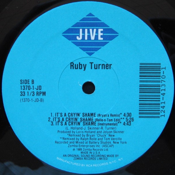 Ruby Turner - It's A Crying Shame | Jive (1370-1-JD) - 4