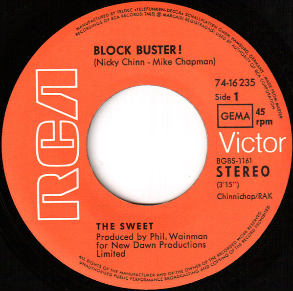 The Sweet - Block Buster | RCA Victor (74-16 235) - 3
