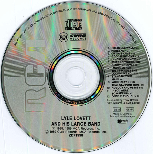 Lyle Lovett And His Large Band - Lyle Lovett And His Large Band | RCA (ZD71998) - 3